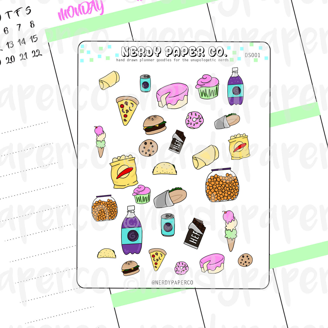 JUNK FOOD - Hand Drawn Planner Stickers- Deco | DS001