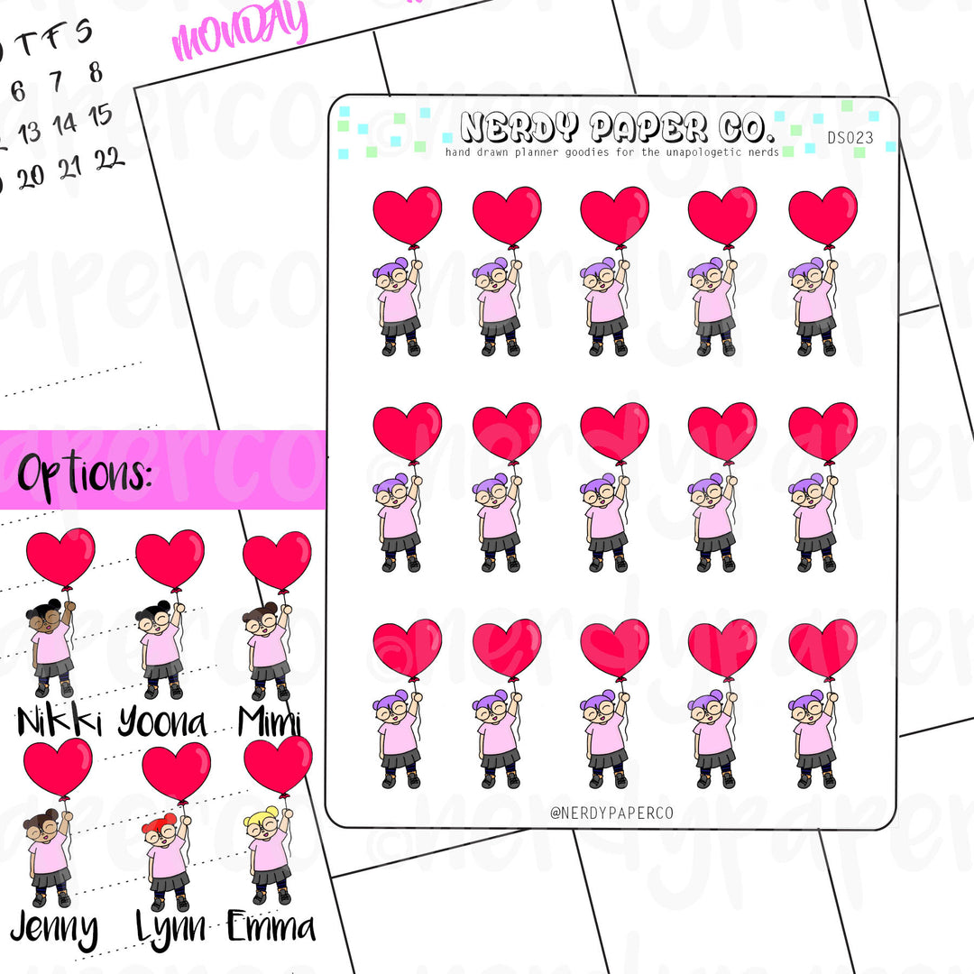 HEART BALLOONS - Hand Drawn Planner Stickers - Deco -DS023