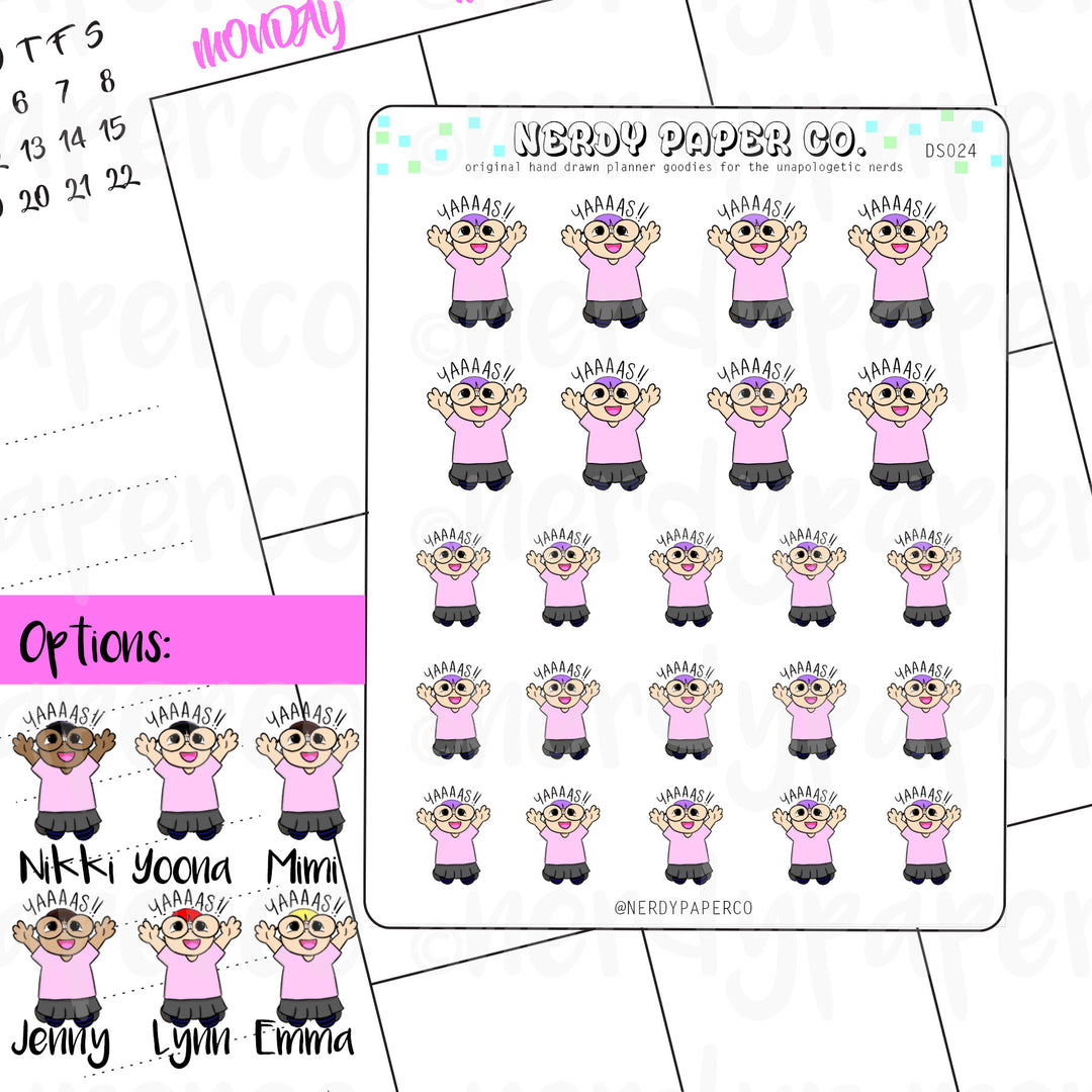 YAAAAS / YES - Hand Drawn Planner Stickers - DS024