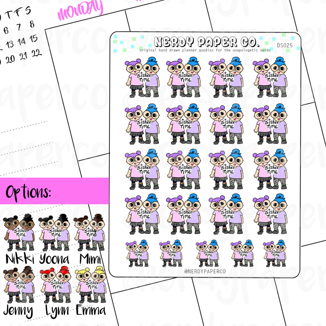SISTERS - Hand Drawn Planner Stickers - DS025