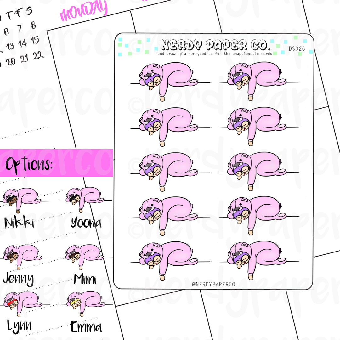 POOPED / TIRED / Hand Drawn Planner Stickers - DS026