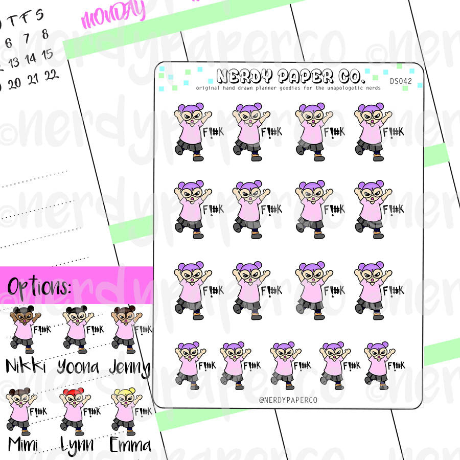 F!#K - ANGRY - Hand Drawn Planner Stickers- DS042