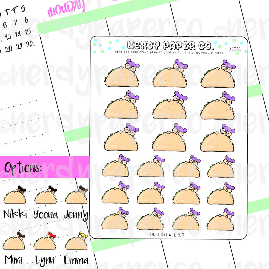 TACO KAYLA / Hand Drawn Planner Stickers / Deco - DS061
