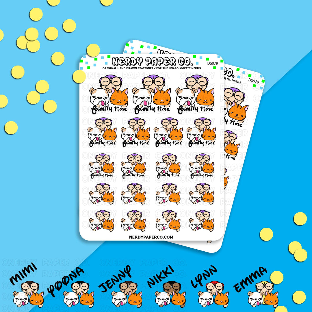 FAMILY TIME - Hand Drawn Planner Stickers - DS079