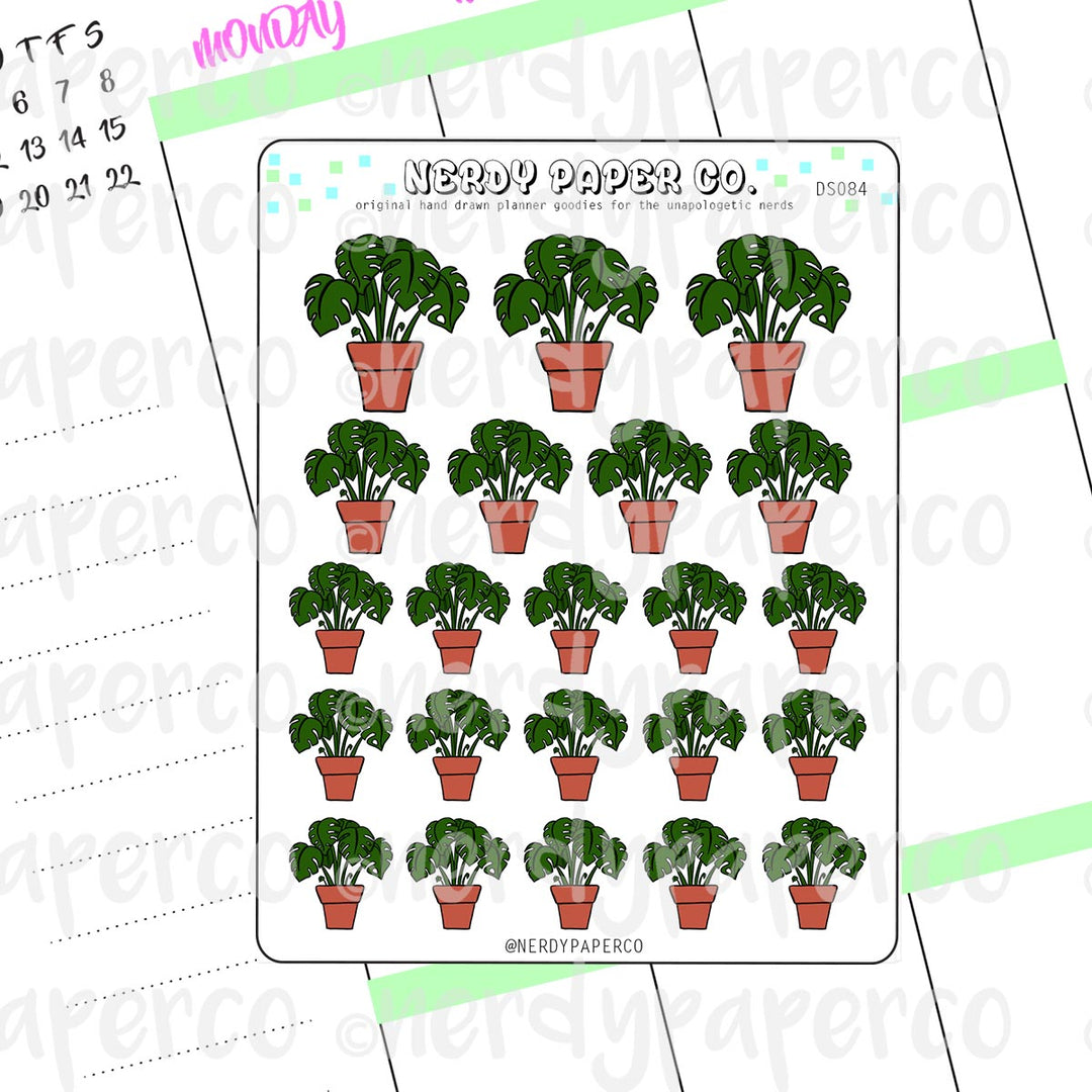 MONSTERA DELICIOSA - Hand Drawn Planner Stickers - Deco -DS084