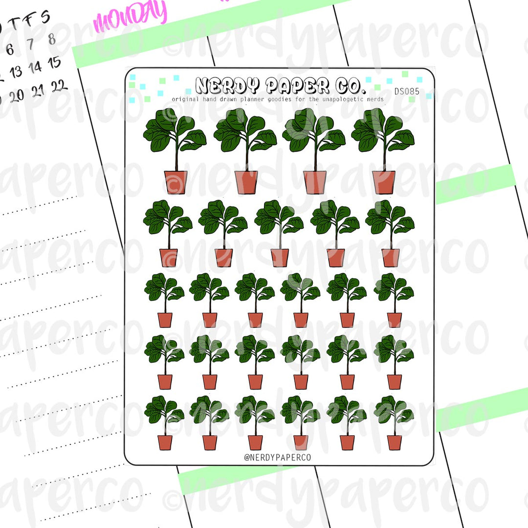 FIDDLE LEAF FIG TREE - Hand Drawn Inspired Planner Stickers - Deco -DS085