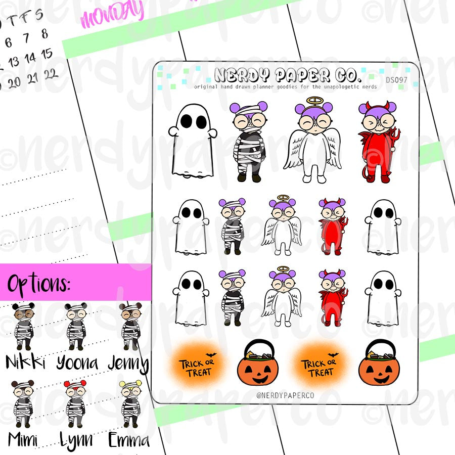 HALLOWEEN COSTUMES - Hand Drawn Planner Stickers / Deco - DS097