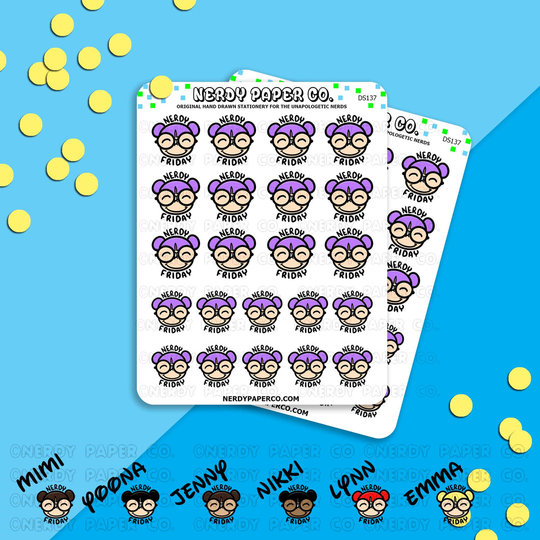 NERDY FRIDAY / Hand Drawn Planner Stickers / Deco -DS137
