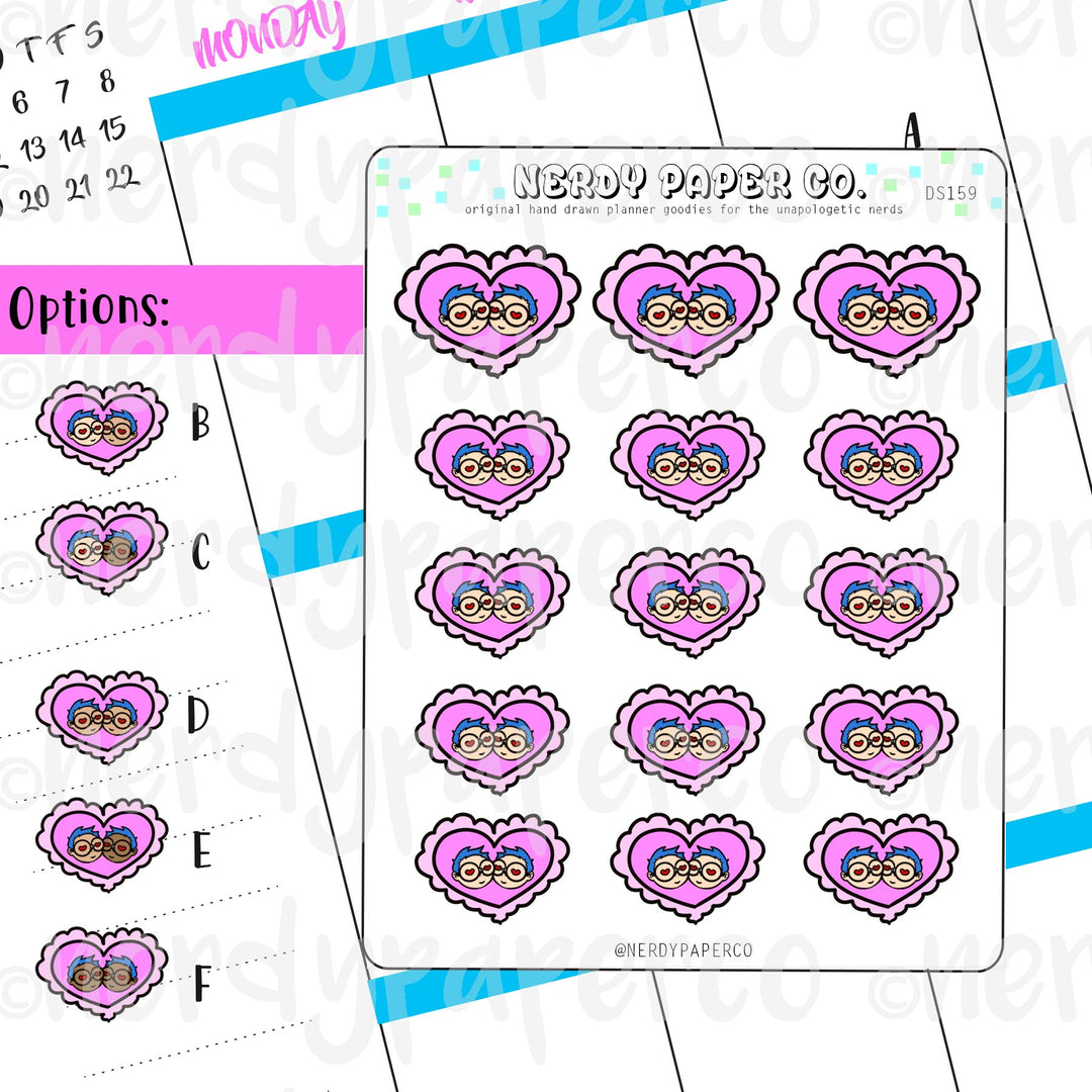 LOVER BOYS - Hand Drawn Planner Stickers / Deco - DS159