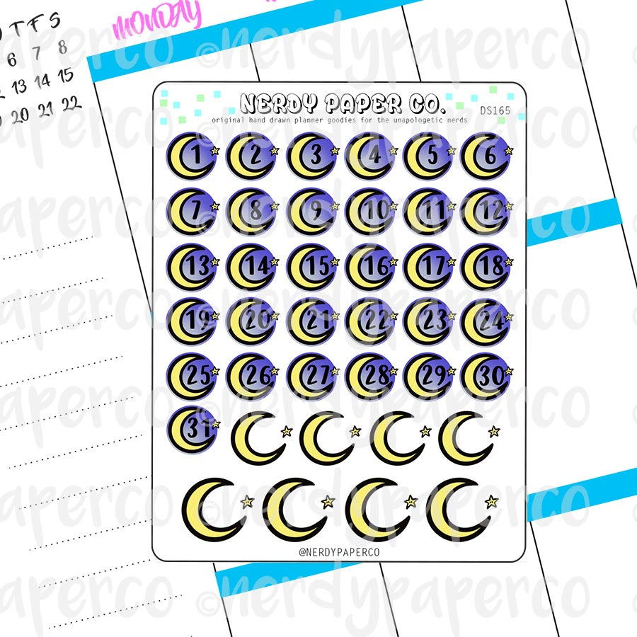 MOONLIT DATE COVERS - Hand Drawn Planner Stickers -DS165