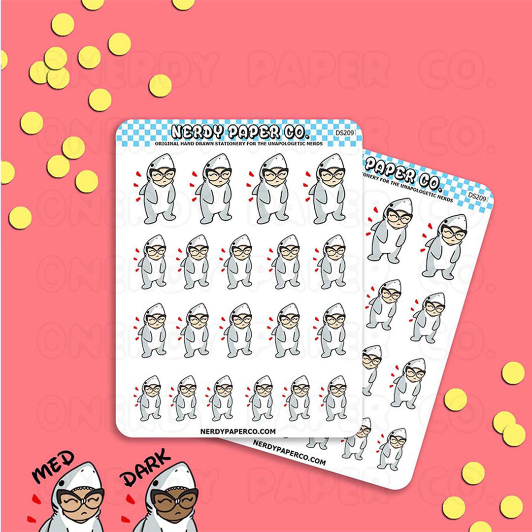 SHARK WEEK SUZY - Hand Drawn Planner Stickers - Deco - DS209