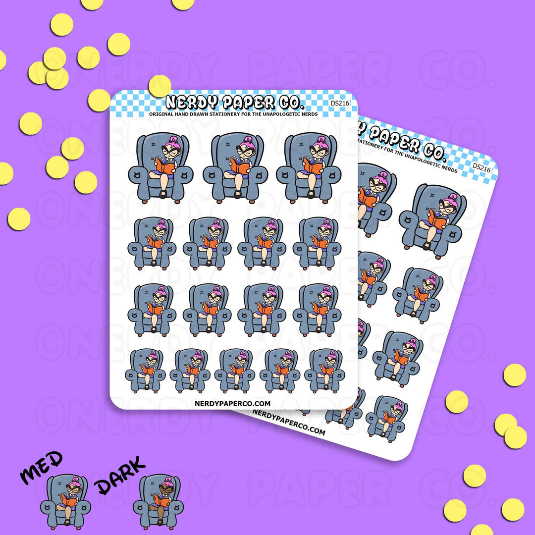 SUZY COUCH TIME - Hand Drawn Planner Stickers - Deco - DS216