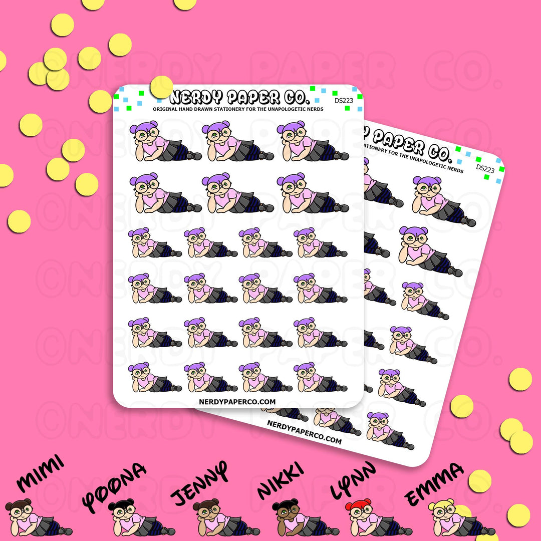 CHILLING KAYLA - Hand Drawn Planner Stickers - DS223