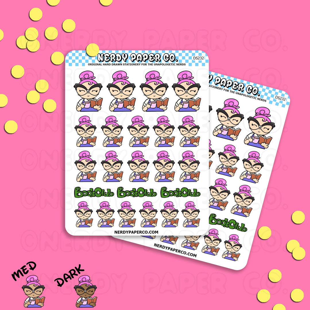 BOOK CLUB SUZY - Hand Drawn Planner Stickers - Deco - DS232