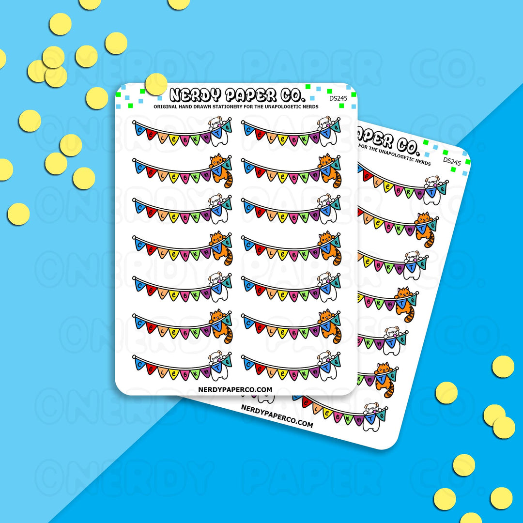 CELEBRATE BANNERS- Hand Drawn Planner Stickers - DS245