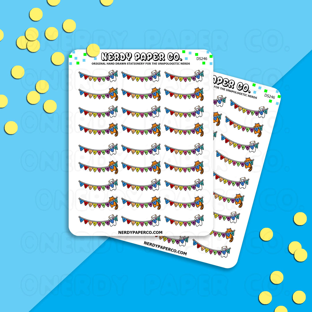 MINI CELEBRATE BANNERS- Hand Drawn Planner Stickers - DS246