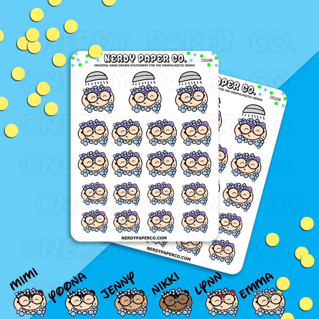 SHOWER TIME KAYLA - Hand Drawn Planner Stickers - DS268