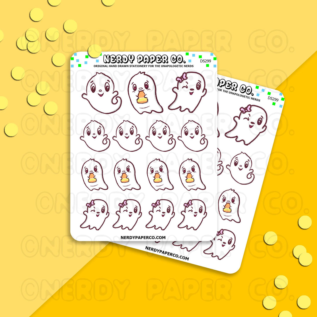 PLAYFUL GHOSTS - Hand Drawn Planner Stickers - DS299