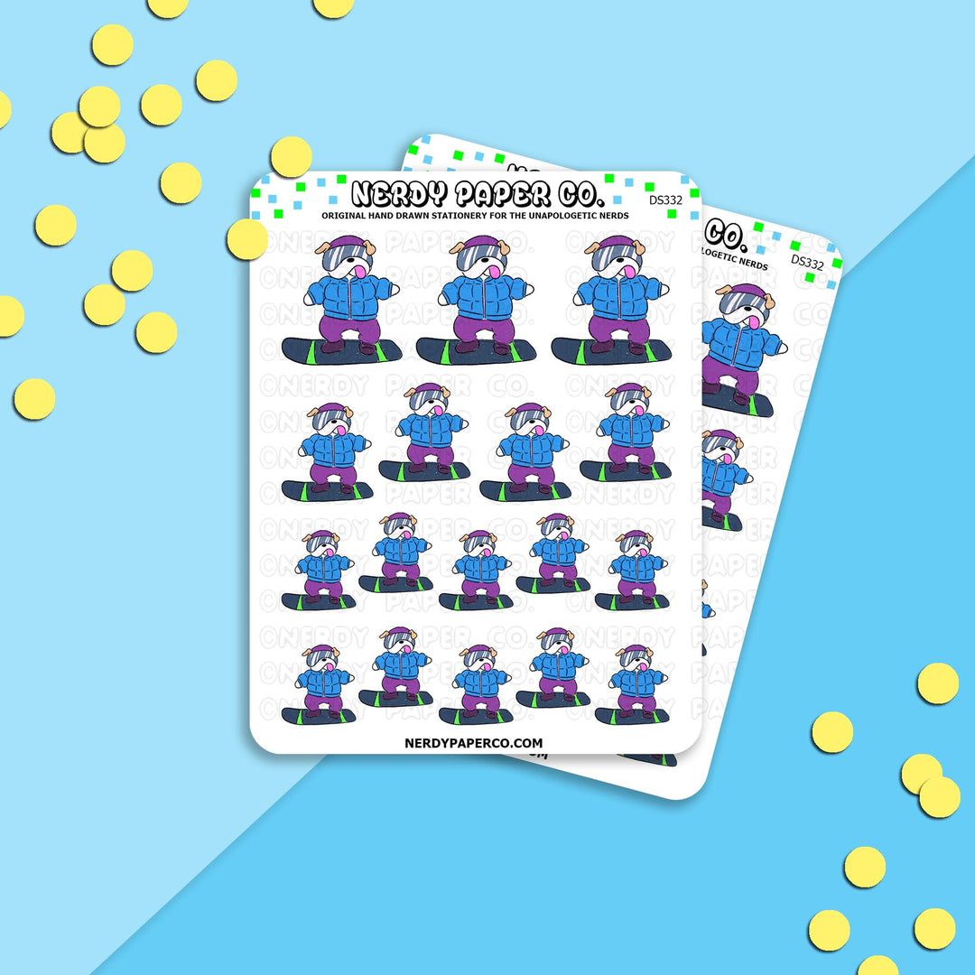 THEO SNOWBOARDING - Hand Drawn Planner Stickers - DS332