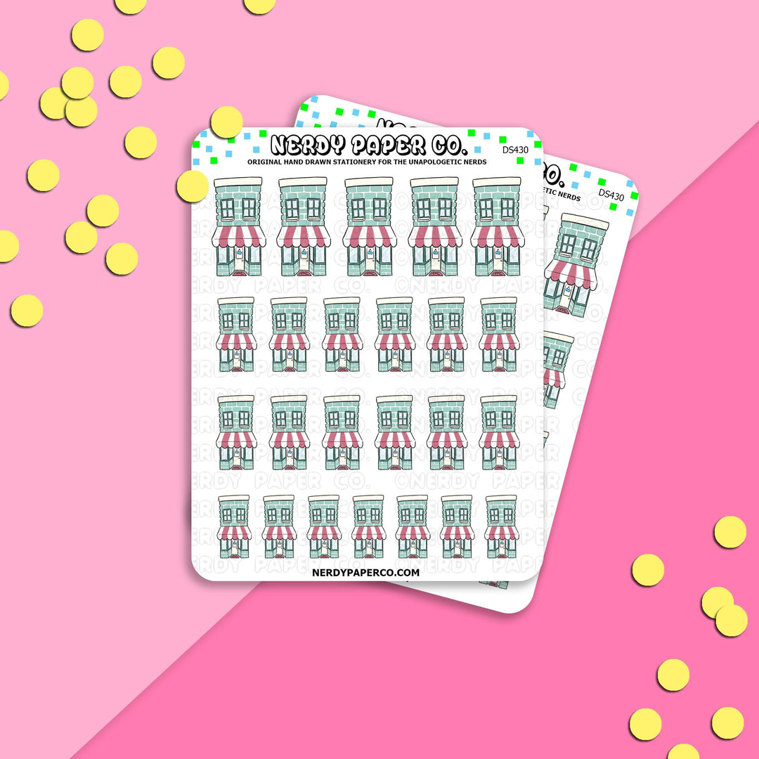MAIN STREET STORE FRONT - Hand Drawn Planner Stickers - Deco - DS430