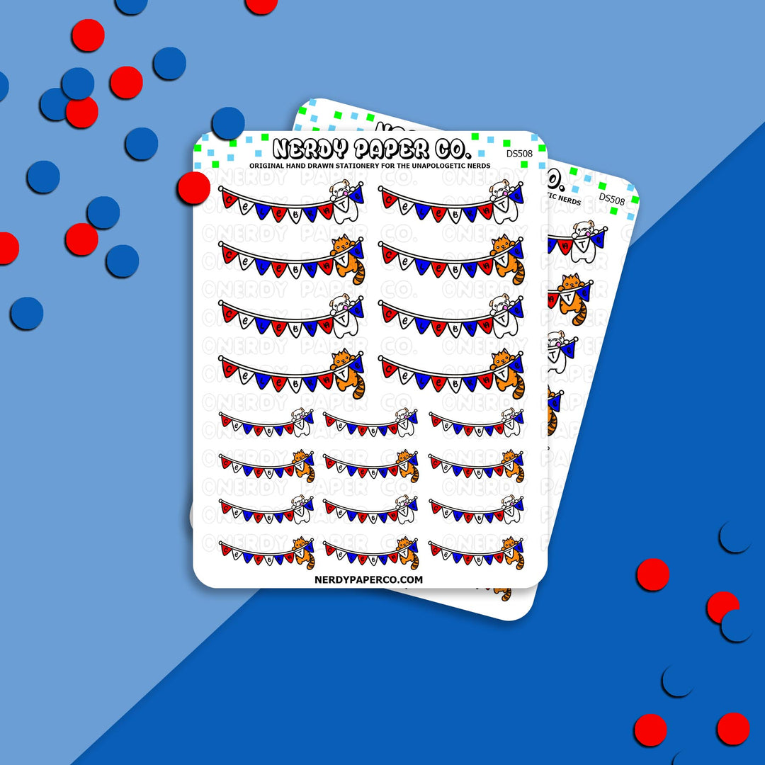 Patriotic Celebrate Banners - Hand Drawn Planner Stickers - DS508