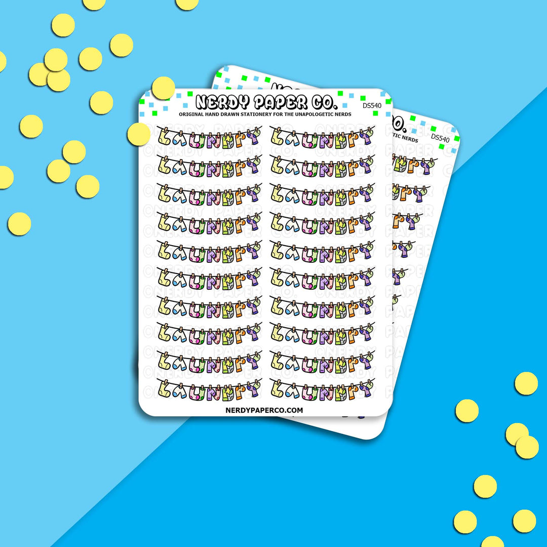 Laundry Banners  - Hand Drawn Planner Stickers Deco- DS540