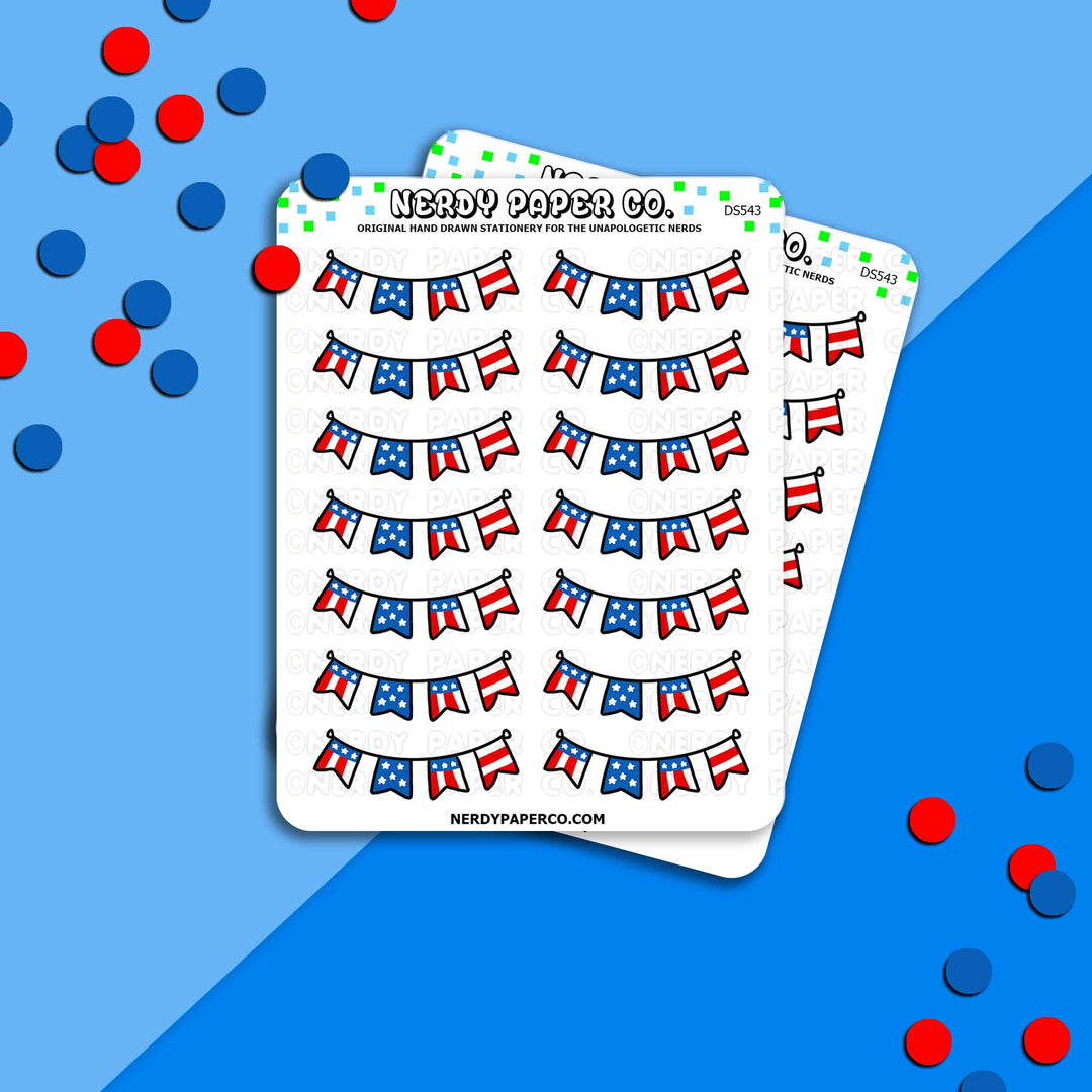 Patriotic Banners - Hand Drawn Planner Stickers Deco- DS543