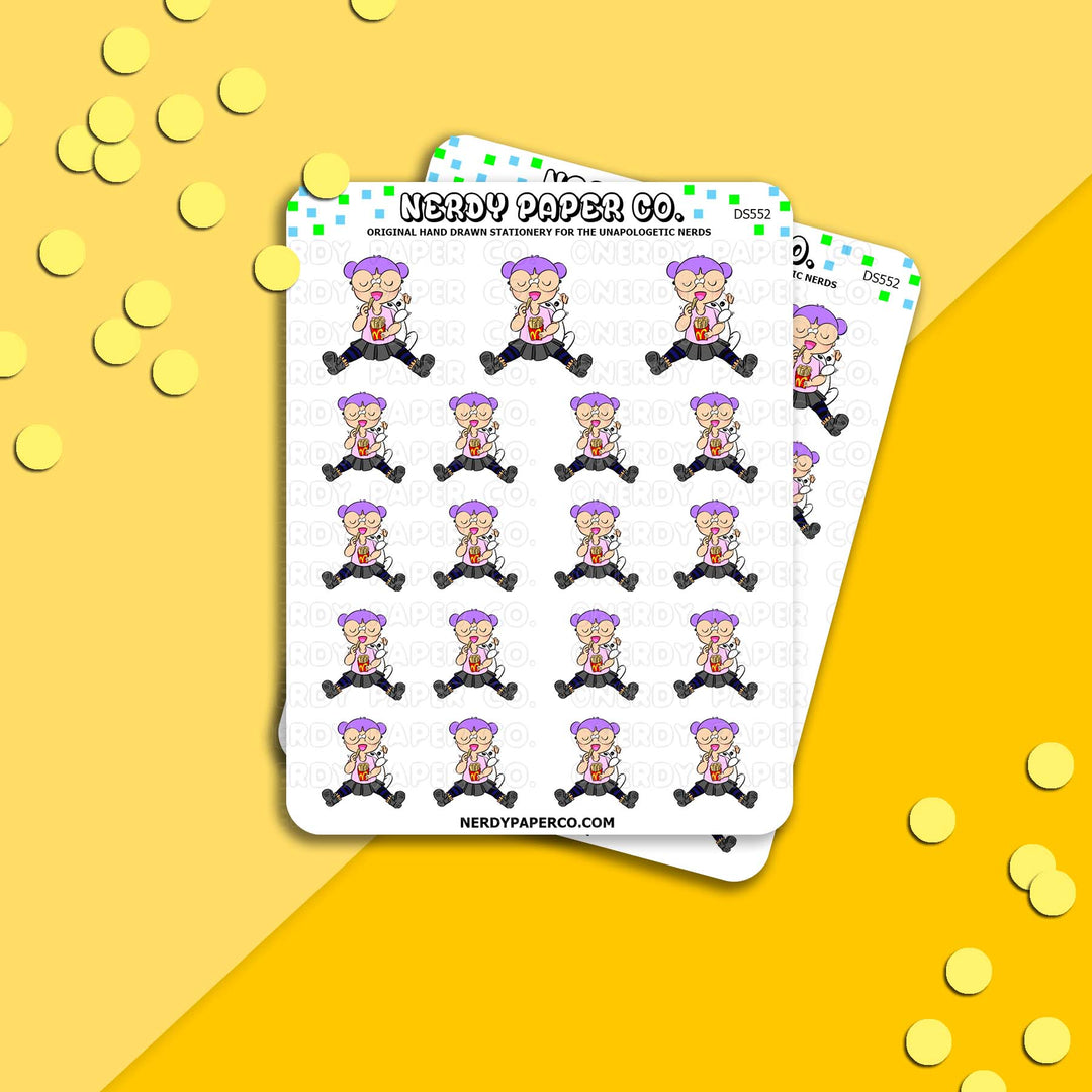 KAYLA HEARTS FRIES - Hand Drawn Planner Stickers Deco- DS552