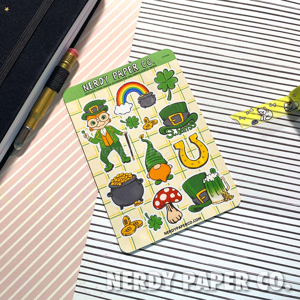 St. Patrick's Day Celebration | Hand Drawn Vinyl Sticker Sheet - DS588