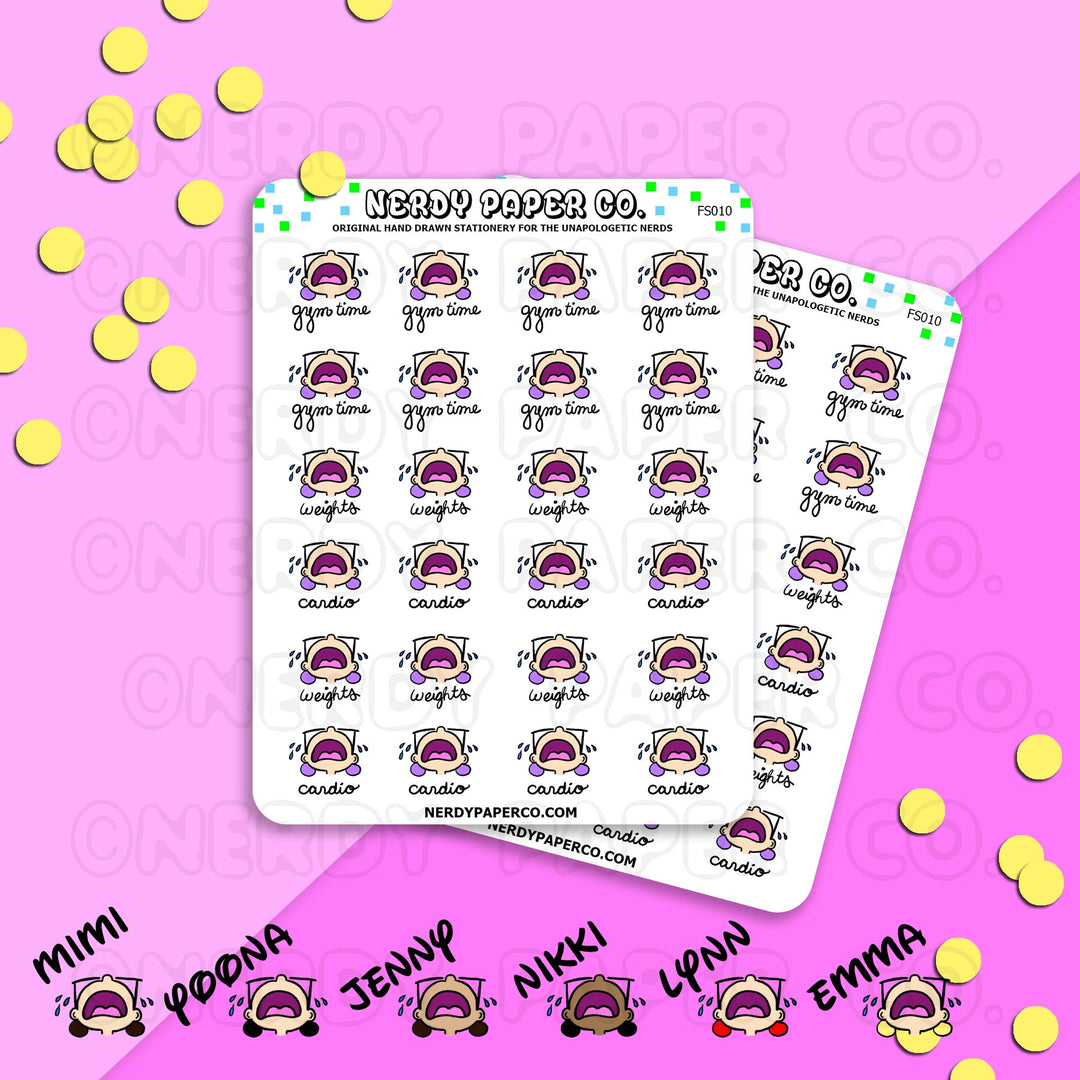 EXERCISE CRY - Hand Drawn Planner Stickers - Deco - FS010