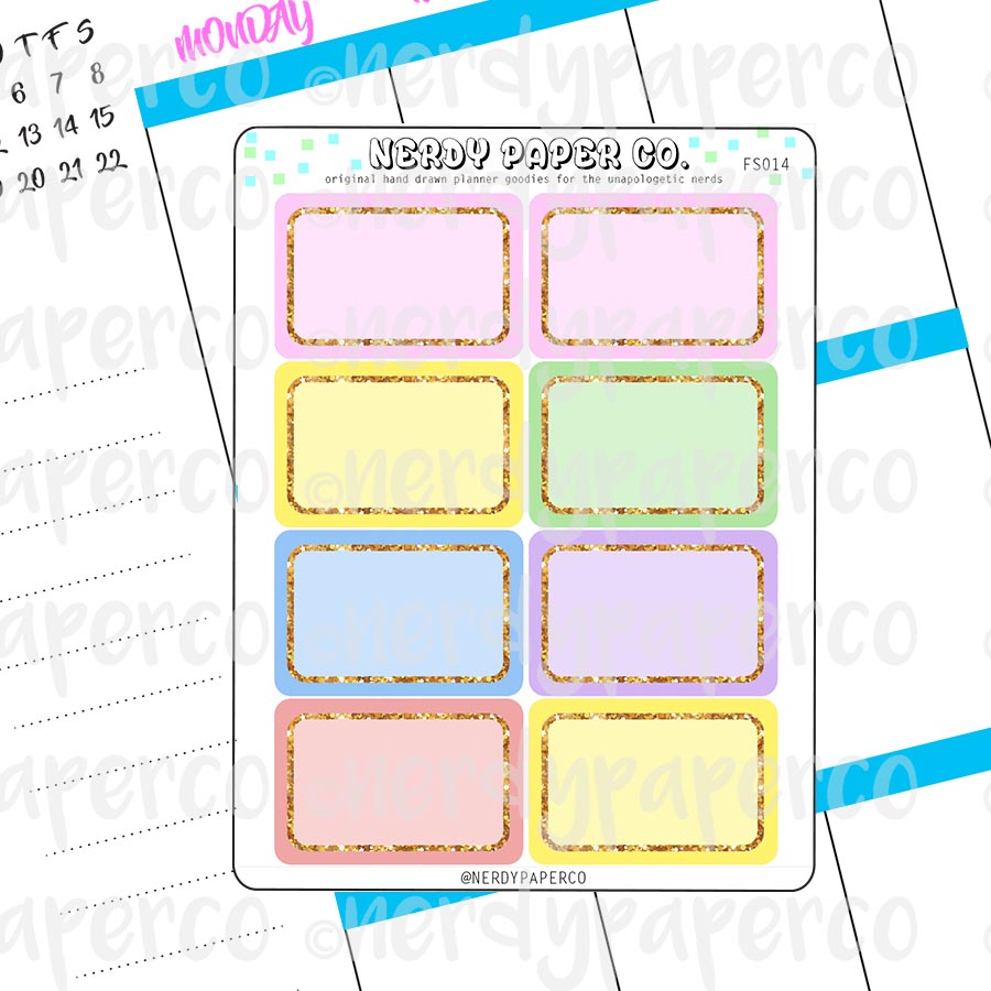 PASTEL RAINBOW 1/2 BOXES - HAND DRAWN PLANNER STICKERS - FS014
