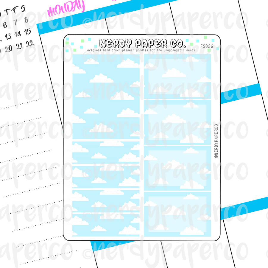 PIXEL CLOUD BOXES- Hand Drawn Planner Stickers - FS026