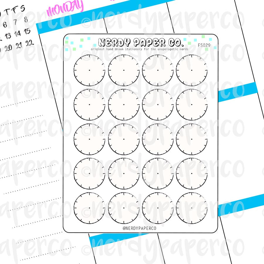 CLOCK - Hand Drawn Planner Stickers - Deco -FS029
