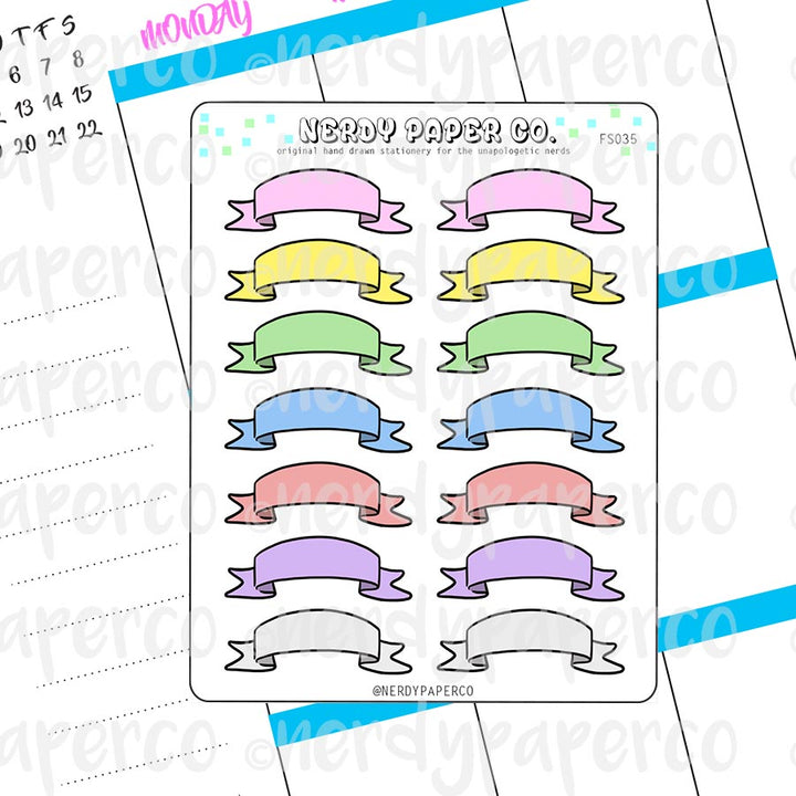 BANNER HEADERS- Hand Drawn Planner Stickers - FS035