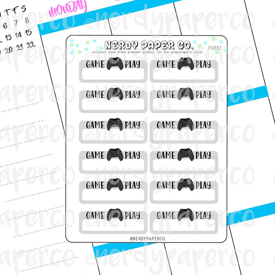 XBOX GAME PLAY - Hand Drawn Planner Stickers - FS037