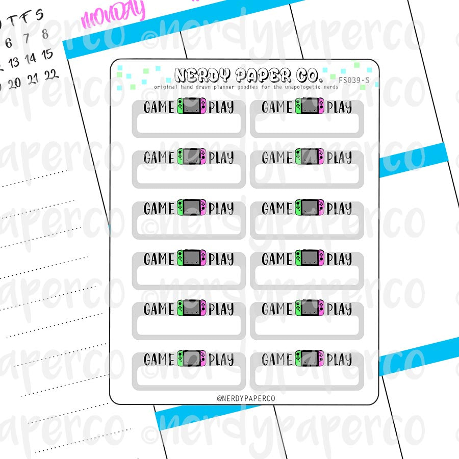 SPLAT SWITCH GAME PLAY - Hand Drawn Planner Stickers - FS039S