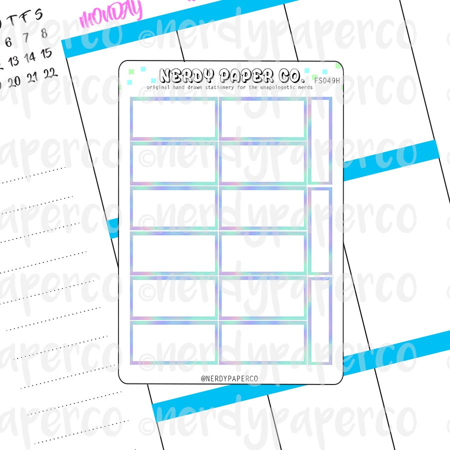 HOLO HOUR BOXES - Hand Drawn Hobonichi Planner Stickers - FS049H