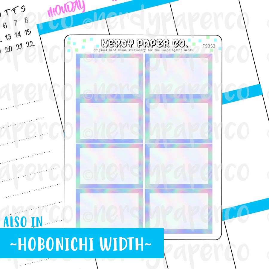 HOLO 1/2 BOXES - HAND DRAWN PLANNER STICKERS - FS053