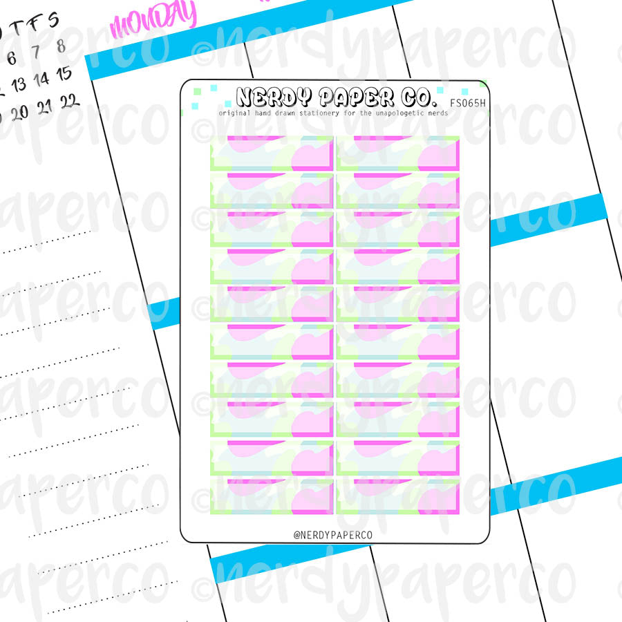 BRIGHT CAMO 1 HOUR BOXES - Hand Drawn Hobonichi Planner Stickers - FS065H