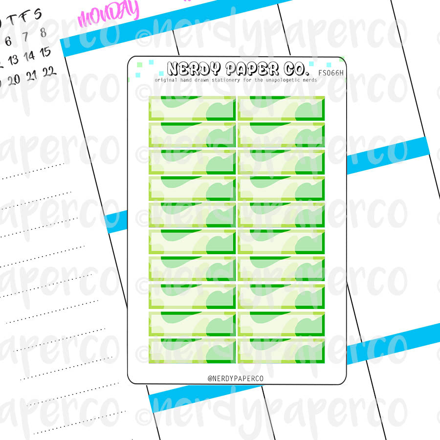 GREEN CAMO 1 HOUR BOXES - Hand Drawn Hobonichi Planner Stickers - FS066H