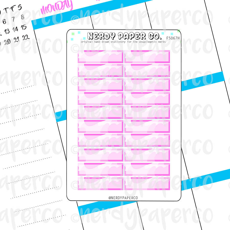 PINK CAMO 1 HOUR BOXES - Hand Drawn Hobonichi Planner Stickers - FS067H