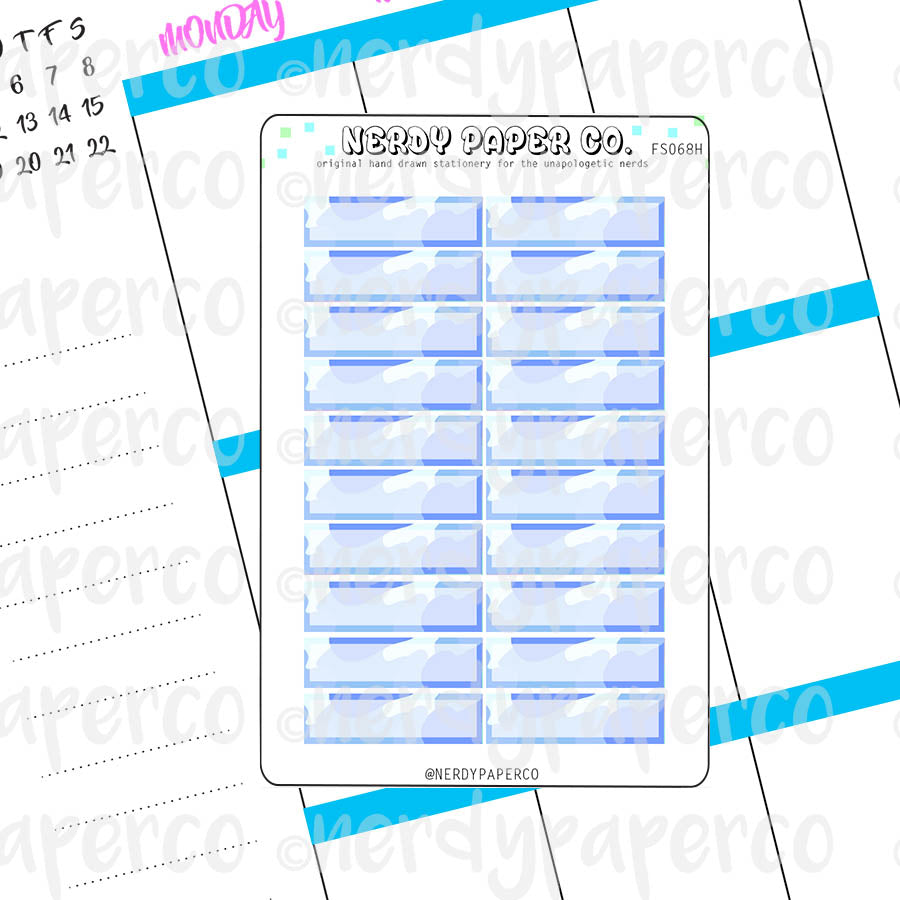 BLUE CAMO 1 HOUR BOXES - Hand Drawn Hobonichi Planner Stickers - FS068H