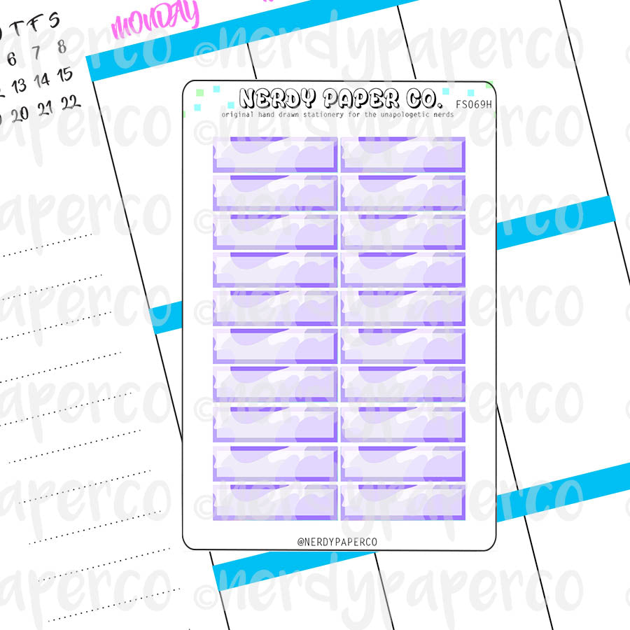 PURPLE CAMO 1 HOUR BOXES - Hand Drawn Hobonichi Planner Stickers - FS069H