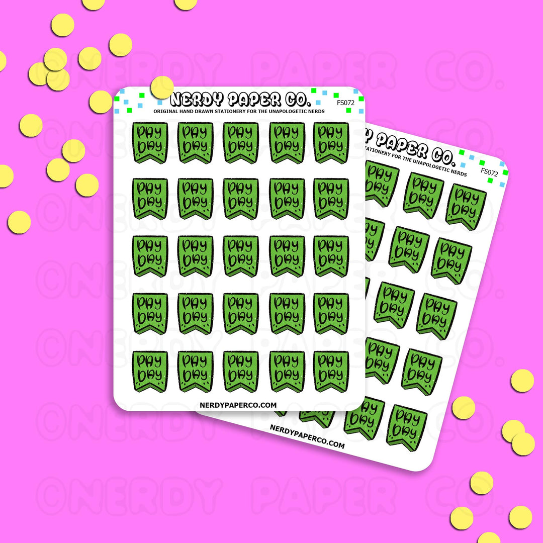 PAY DAY FLAGS - Hand Drawn Planner Stickers - Deco -FS072