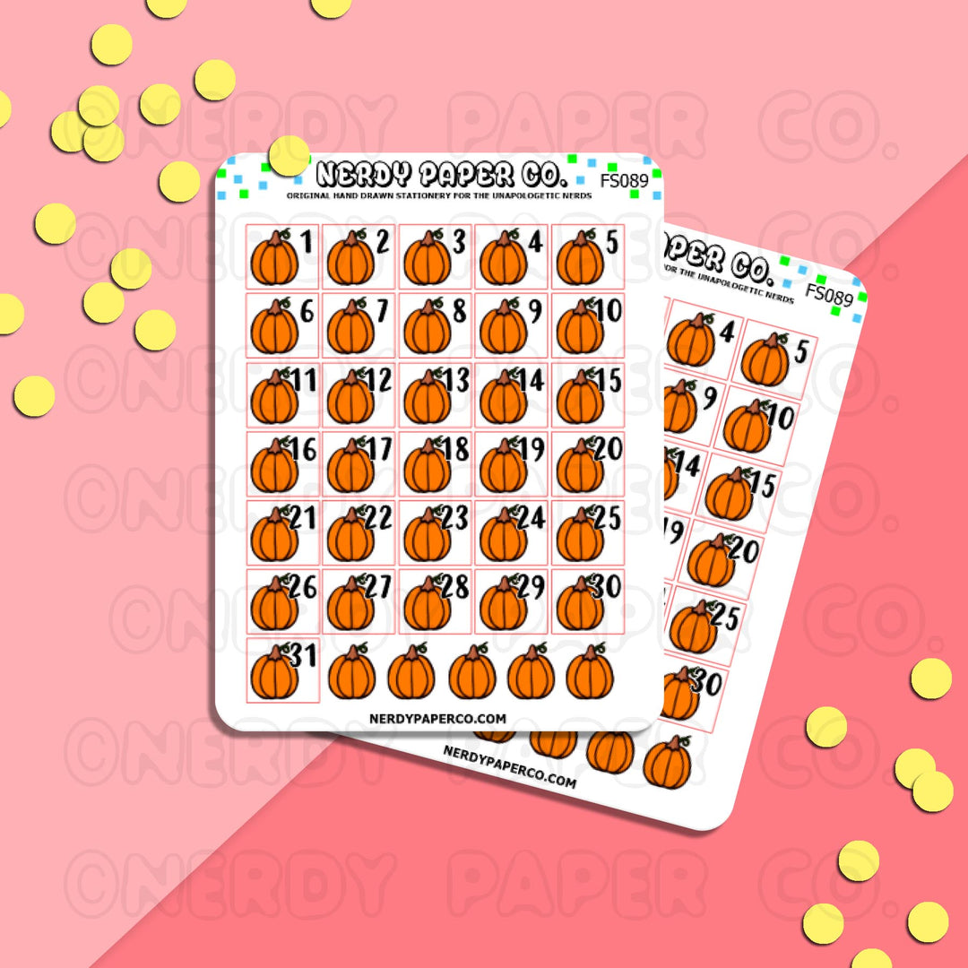 PUMPKIN DATE COVERS | Hand Drawn Planner Stickers - Deco | FS089
