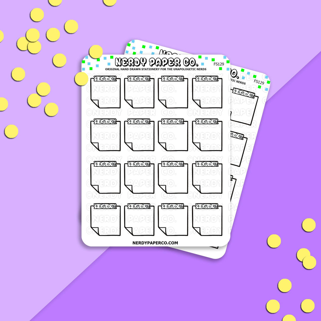 Mini Sticky Notes | White - Hand Drawn Functional Planner Stickers -FS129