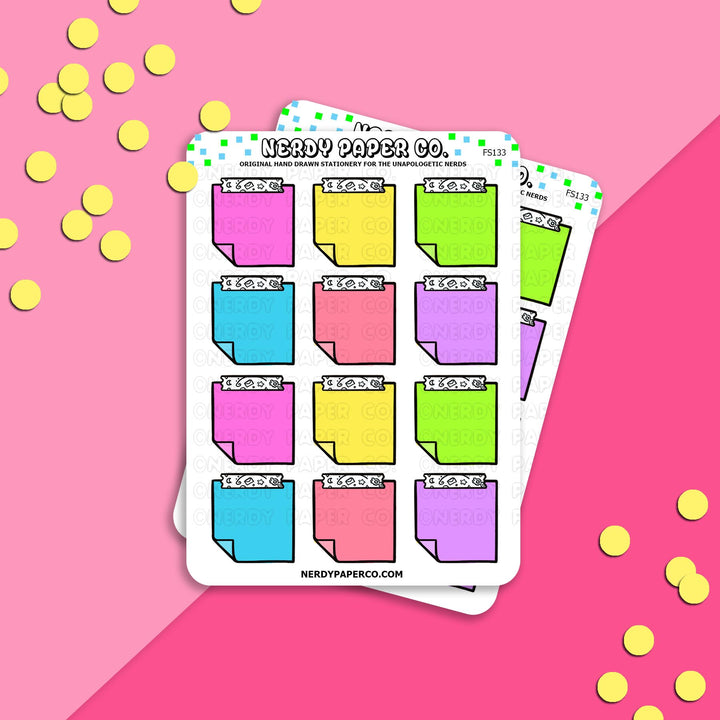 Sticky Notes | Brights - Hand Drawn Functional Planner Stickers -FS133