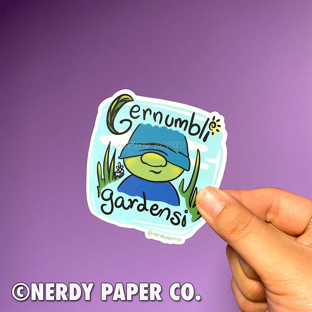Garden Gnomes - Hand Drawn Waterproof Vinyl Sticker - WP