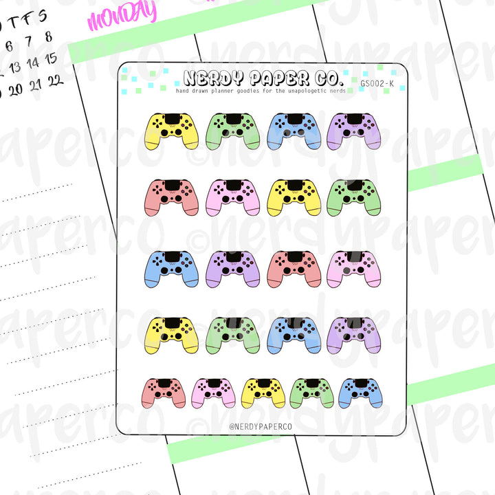 RAINBOW PS4 CONTROLLER - Hand Drawn Planner Stickers - GS002-K