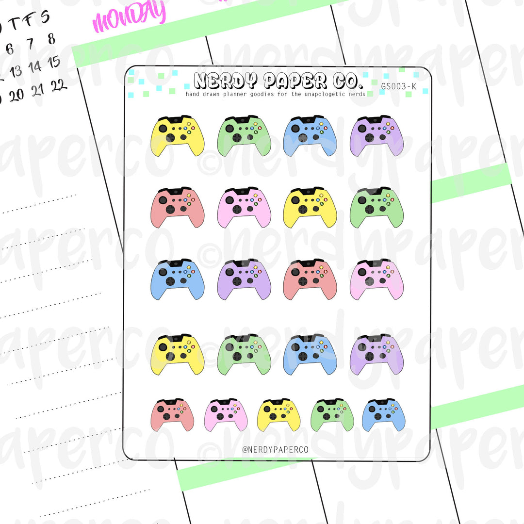 PASTEL XBOX ONE CONTROLLER - Hand Drawn Planner Stickers - GS003-K